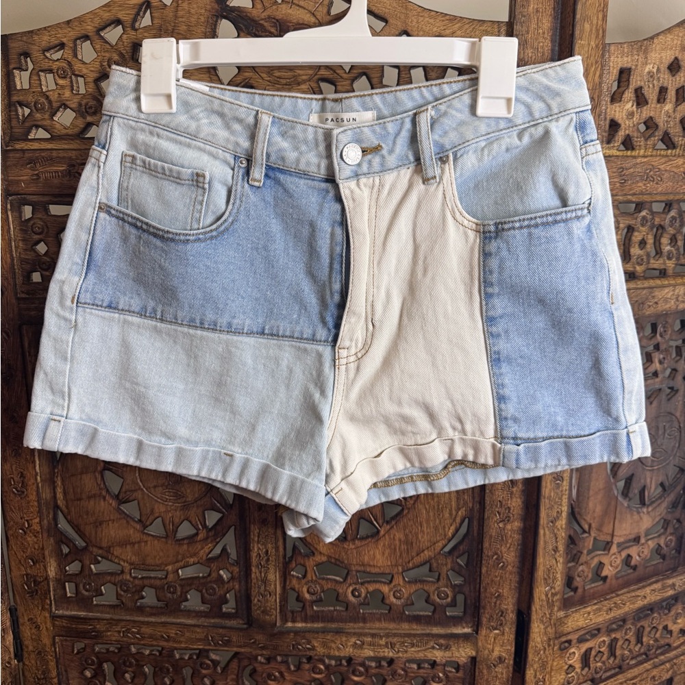 PacSun Blue and Cream Jean Shorts Casual Style